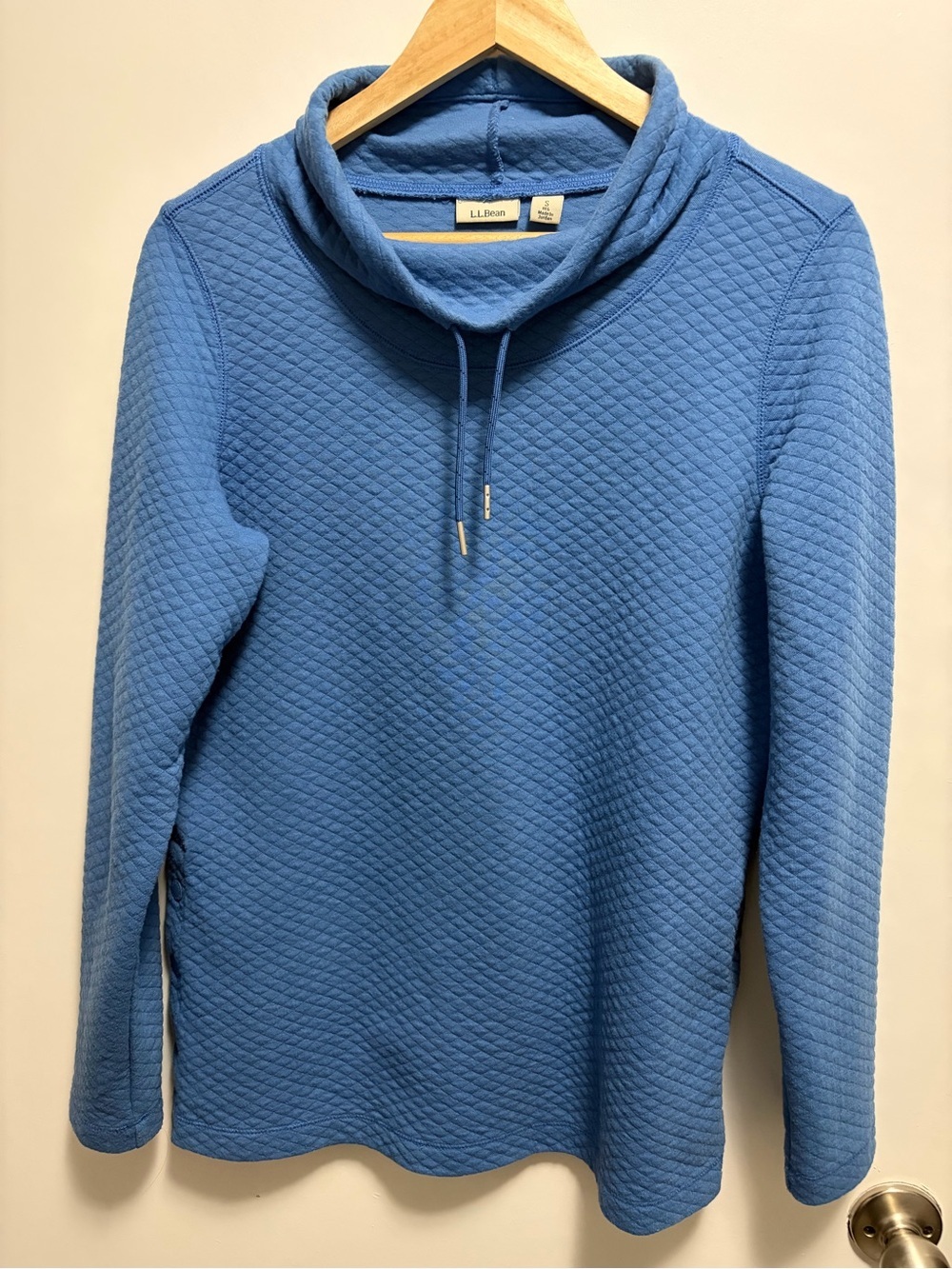 L.L.Bean Softlight Quilted Funnel Neck Pullover Rustic Blue Women’s Size Small